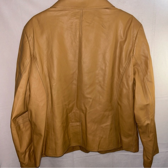 Vintage Pamela McCoy Collections tan 2 Button Genuine Leather 2X Women’s Jacket - Picture 4 of 6
